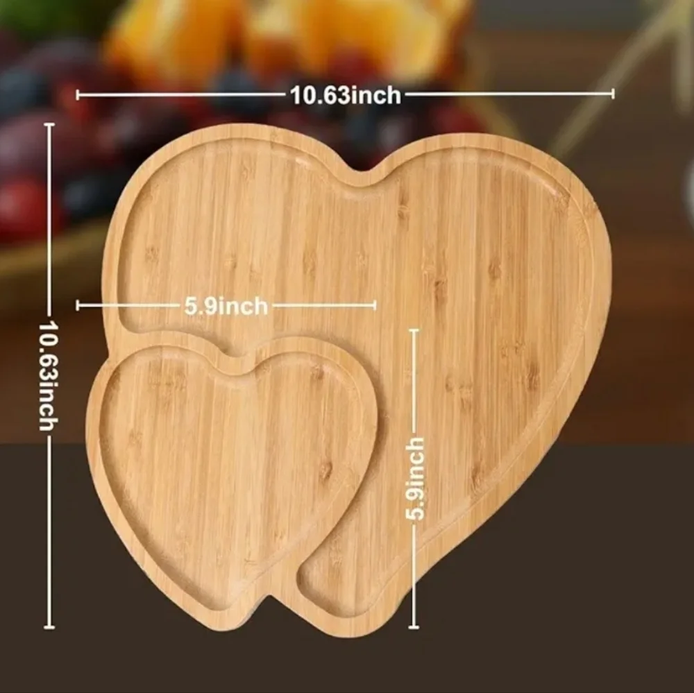Heart Shaped Charcuterie Board Wood Serving Platters, Valentine's day decor